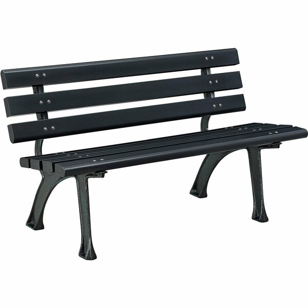 Global Industrial 4ft Park Bench w/ Backrest, Black 240125BK